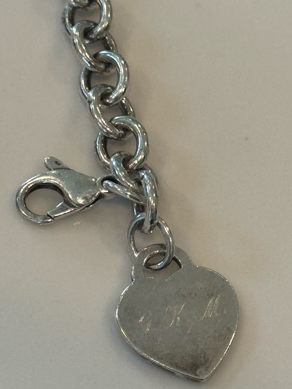Return to Tiffany Heart Tag Charm Bracelet Sterling Silver w/ Box, Pouch + Cloth - Picture 6 of 16